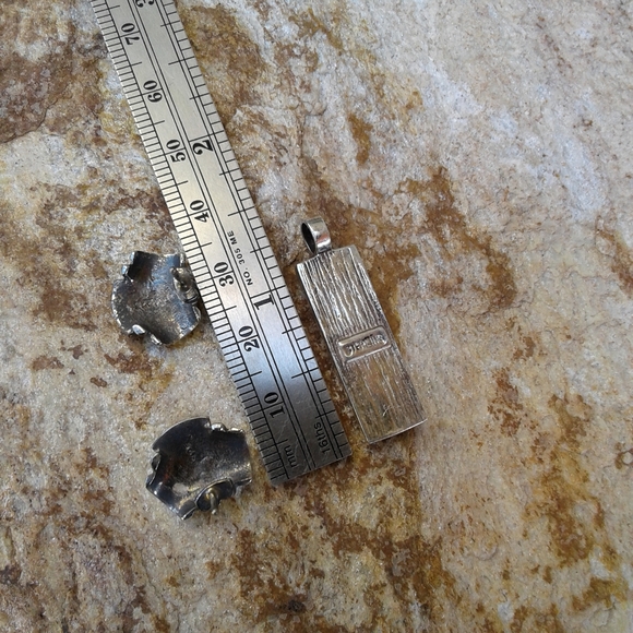 Sterling Silver Black Onyx inlaid pendant SET - Picture 3 of 6